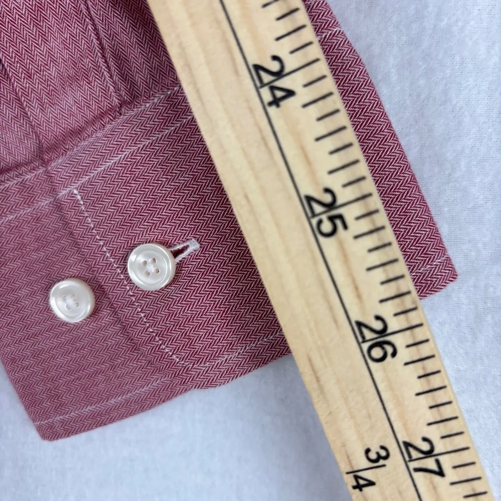 Banana Republic‎ Relaxed Fit Men's Size L Red Button Down Shirt Long Sleeve - Picture 11 of 12